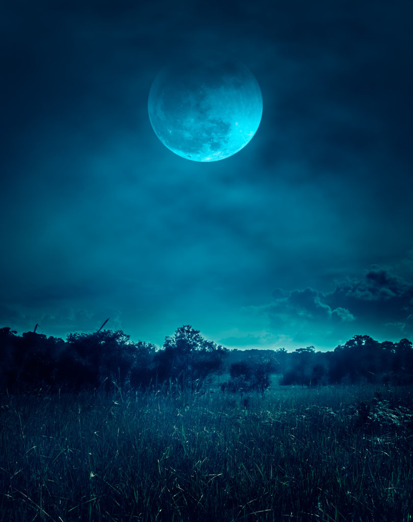 Landscape of dark night sky with clouds. Beautiful bright full moon above wilderness area in forest, serenity nature background for grief and loss in St. Pete. Therapy for grief and loss in st. petersburg, FL is here for you! 33701